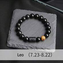 1pc Natural Tiger Eye Beaded Elastic Horoscope Zodiac Sign Bracelet For Men - Bracelet - View 12