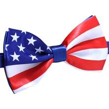1pc Men's Adjustable Comfortable Polyester American Flag Pattern Bow Tie, Suitable For Matching Suits And Dress Shirts - Multicolor - View 1