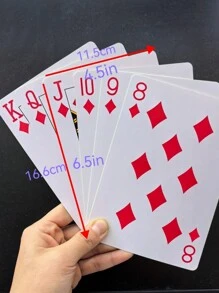 1 张，巨型扑克牌（4.5 英寸 * 6.5 英寸）（11.5 厘米 * 16.6 厘米），纸质材料，巨型扑克游戏，超大纸牌游戏，比普通纸牌大 4 倍，结婚周年派对用品，生日派对用品，暑假派对用品，主题派对装饰品，饮酒派对，圣诞节游戏，圣诞派对，新年游戏 - 紅色 - 查看 1