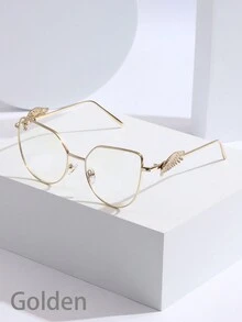 1 件金属猫眼镜框时尚眼镜，配有奢华金属翼装饰，超大透明镜片，男女皆宜，适用于日常装饰、阅读、游戏、电脑、返校，具有抗疲劳、改善视力、简洁便携等特点，还可搭配处方眼镜 - 無色 - 查看 2