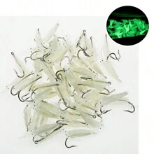 10入組4cm軟身發光蝦形餌,帶鉤旋轉珠人造矽膠發光釣餌裝置,適用於淡水及海水釣魚 - 米色 - 查看 2