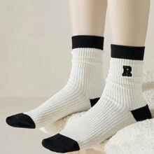 5雙女士襪子,印有r字母的中筒襪 - 彩色 - 查看 4