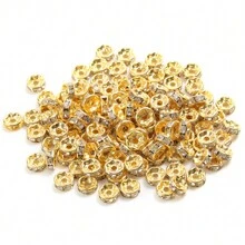 100pcs Iron Alloy Rhinestone Spacer Beads With Stringing Hole For Diy Jewelry Making - Multicolor - View 7