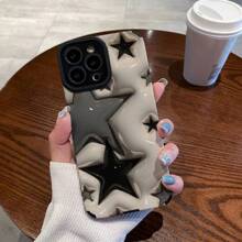 Abstract Cream & Star Pattern Phone Case, Compatible With Iphone 14 - Abstract Cream Five-pointed Star - View 14