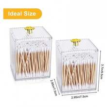 Clear Qtips Holder,   Swabs Dispenser, Makeup Ball Storage Box With Clear Lid, Jar For Makeup Pads Bathroom Organizer Canisters - Transparent - View 7