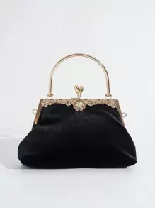 Vincy Glitter Handbag Black Velvet Diamond Flower Evening Clutch Bag, Elegant And Stylish Handbag For Dinner, Party Or Ball, Western Style And Suitable For Noble Women - Black - View 6