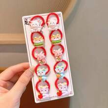 10入組可愛卡通新年髮帶(兒童款) - 紅色 - 查看 1