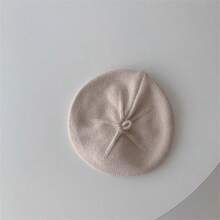 1 件裝男女通用男嬰女孩無簷小便帽,純色針織畫家帽,適合春秋 - 卡其色 - 查看 2