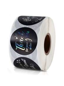 500入組全息感謝貼紙 - 黑與白 - 查看 3