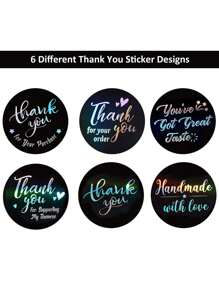 500入組全息感謝貼紙 - 黑與白 - 查看 5