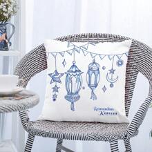 1入組燈籠式英文字母印花枕套,家居裝飾靠墊套