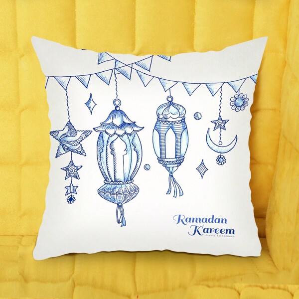 1pc Lantern English Alphabet Printed Pillowcase, Home Decorative Cushion Cover