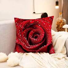 1pc Vintage American Style Luxury Rose, Ginkgo Leaves & Printed Cushion With Filler For Minimalist Green Bedroom Or Airbnb Room, Yellow - Multicolor - View 5