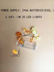 1pc Led Copper Wire Chicken And Egg Shaped String Light, 2m 20 Lights, Festival Decoration - Yellow - View 7