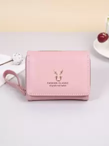 3 折时尚便携式翻盖多层链条钱包女士钱包钱夹小钱包 - 粉色 - 查看 7