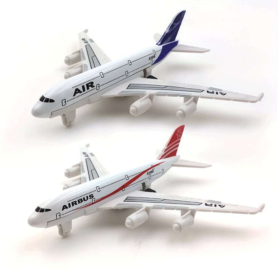 1pc Alloy Airplane Model Ornament, Alloy Toy, Random, Toy Festival Gift, Christmas,Aero Plane,Wooden Airplane,Airplane Toys Kids,Back To School - Multicolor - View 1