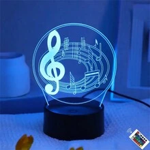 1pc 3d Musical Note Shaped Night Light, 7-Color Touch And Remote Control Decorative Lamp For Bedroom, Usb Powered, Perfect Gift For Music Lovers, Christmas And Thanksgiving Gift - Black - View 6