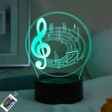 1pc 3d Musical Note Shaped Night Light, 7-Color Touch And Remote Control Decorative Lamp For Bedroom, Usb Powered, Perfect Gift For Music Lovers, Christmas And Thanksgiving Gift - Black - View 4