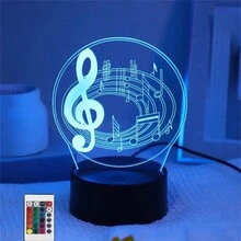 1pc 3d Musical Note Shaped Night Light, 7-Color Touch And Remote Control Decorative Lamp For Bedroom, Usb Powered, Perfect Gift For Music Lovers, Christmas And Thanksgiving Gift - Black - View 7
