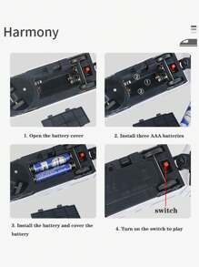 1 組隨機顏色 Diy 火車模型玩具,附 3 個車廂,自動萬向輪,燈光和聲音效果,兒童教育玩具 - 彩色 - 查看 4