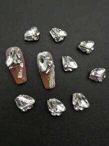 10入組斧頭設計合金3d金屬指甲和腳趾甲藝術裝飾 - 無色 - 查看 1