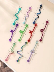 1 cái Cool Punk Dopamine Màu gradient Đồ trang sức xuyên công nghiệp Bông tai công nghiệp sóng thép không gỉ 14G dành cho phụ nữ Đàn ông Chuỗi Dangle Thanh công nghiệp Xuyên sụn Bông tai xoắn ốc Trang sức xuyên cơ thể Barbell công nghiệp - Nhiều màu - Xem 5