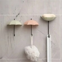 3pcs/Pack Strong Adhesive Punch-Free Umbrella Hook For Home Decoration And Wall Hanging - Key Hook And Bathroom Accessory - 3Pcs Umbrella Hook - View 2