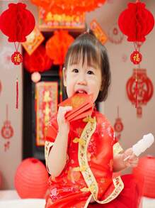 10pcs Chinese Red Paper Lantern, Chinese Festival Hanging Lantern, Suitable For New Year, Spring, Wedding, Store, Restaurant Party Decoration - Red - View 6