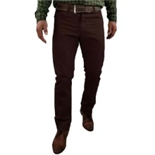 PANTALON DE GABARDINA COLOR CAFE - Color caoba - Ver 3