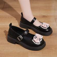 春/秋公主風格圓頭厚底皮鞋，搭配裙子、學生鞋，黑色 - 黑色 - 查看 2