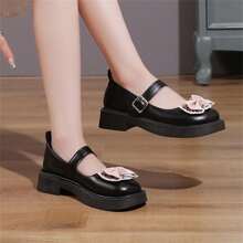 春/秋公主風格圓頭厚底皮鞋，搭配裙子、學生鞋，黑色 - 黑色 - 查看 3