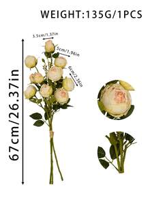 1pc 10-Heads Artificial Rose Bouquet, Home Decor, Photography Props, Romantic Gift, Party Decoration - Baby Pink - View 2