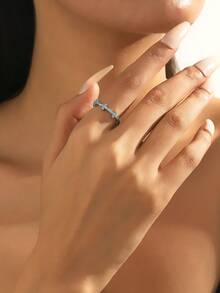 1 Pc Simple And Atmospheric Cross -Shaped Rhinestone Ring Adjustable Women's Daily Life - Yellow Gold - View 5