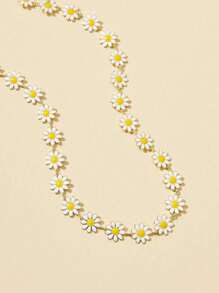 1 件可定制长度手工雏菊花项链，休闲日常佩戴锁骨链项链配多巴胺吊饰情人节 - 太陽花 - 查看 3