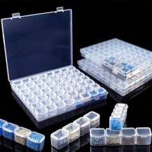 1入組5d鑽石畫配件,56格透明鑽石畫存儲容器,可用於珠子存儲、縫紉、釘鑽、刺繡盒整理以及diy藝術手工裝飾等 - 鑽石收納盒 - 查看 1