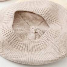 1 件裝男女通用男嬰女孩無簷小便帽,純色針織畫家帽,適合春秋 - 卡其色 - 查看 4