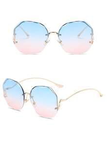 1入女士時尚金屬框超大方形太陽眼鏡復古時尚設計情人節送禮給朋友（贈送眼鏡袋） - 彩色 - 查看 5