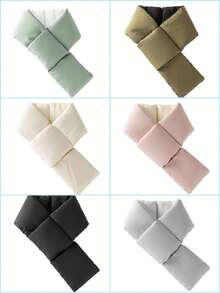 1條男女新款高端冬季圍巾,厚實、保暖、輕盈、交叉、純色、柔軟舒適、適用於滑雪等戶外活動,有黑色/白色/綠色/粉紅色/灰色/圍巾,披肩,是冬天最好的禮物 - 羽絨圍巾 - 查看 8