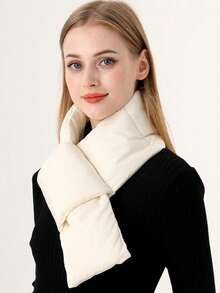 1條男女新款高端冬季圍巾,厚實、保暖、輕盈、交叉、純色、柔軟舒適、適用於滑雪等戶外活動,有黑色/白色/綠色/粉紅色/灰色/圍巾,披肩,是冬天最好的禮物 - 羽絨圍巾 - 查看 10