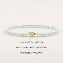 經典A-Z心形首字母人造珍珠手鍊名字手鍊珠寶女士禮物 - 珍珠手鍊字母D - 查看 5