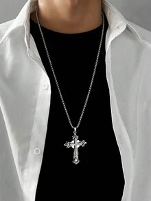 1pc Versatile Titanium Steel Sweater Chain With Personalized Hip-Hop Pendant For Unisex Couple - Gun Black - View 1