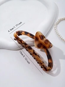 1只13cm女士簡約幾何設計髮夾,帶有銅銕空心貨幣、豹紋和心形圖案 - 彩色 - 查看 5