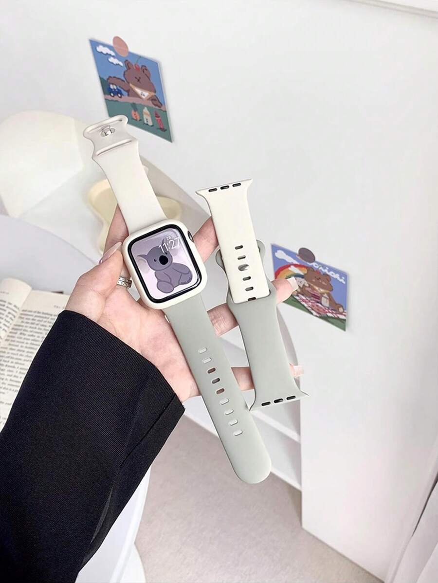 3 件柔软硅胶运动表带，可调节防水表带和镂空表壳，兼容 Apple Watch 系列 1-8、SE、Ultra（38/40/41/42/44/45/46/49 毫米） - 彩色 - 查看 1