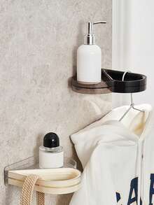 1pc White Clothing Storage Rack Bathroom Shelf, Wall Mounted Clothes Hanger For Bathroom, No Drill Laundry Organizer With Storage Rack For Washing Machine Side - White - View 6