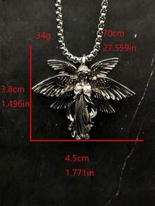 1個獨特時尚簡約六翼天使吊墜項鍊,男女適用,日常配件 - 復古銀色 - 查看 2