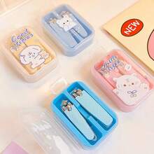 Set De 2 Cortauñas Con Diseño De Dibujos Animados, Cortauñas Diagonales Compactos De Acero Inoxidable Con Herramientas Portátiles Y Lindas Para Decoración De Uñas - Amarillo - Ver 5