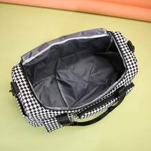 新款流行色塊瑜伽游泳健身袋,容量大,適合孕婦和旅行。健身袋,大袋,隔夜袋,學校運動,假日旅行,方格布料 - 黑色 - 查看 3
