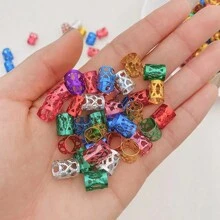 80入組波希米亞風格編織兒童髮飾，包括可調節金屬髮箍和串珠髮帶，用於美髮和金屬裝飾 - 銀色 - 查看 5