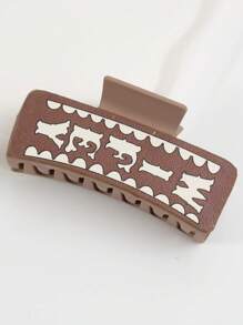 Fashionable & Vintage Western Cowboy Style Hair Claw Clip With Pu Leather & Printed Design For Women. Suitable For Parties, Casual Wear, Friend Gatherings, As Gifts Etc. - Multicolor - View 8