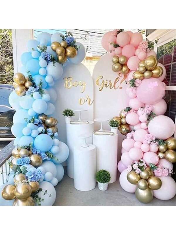142 peças Conjunto de Guirlanda de Balões de Látex Rosa e Azul para Decoração de Bottom de Festa de Aniversário, Casamento e Revelação de Gênero, Decoração Interna, Natal